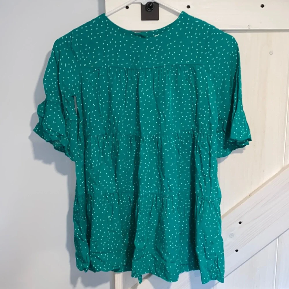Gymboree Girls Green and White Polka Dot Dress